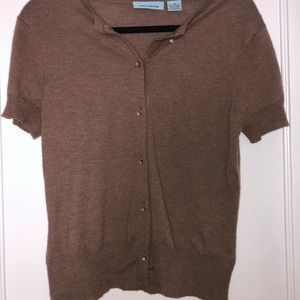 Gene Meyer 100% Cashmere button up short sleeve top